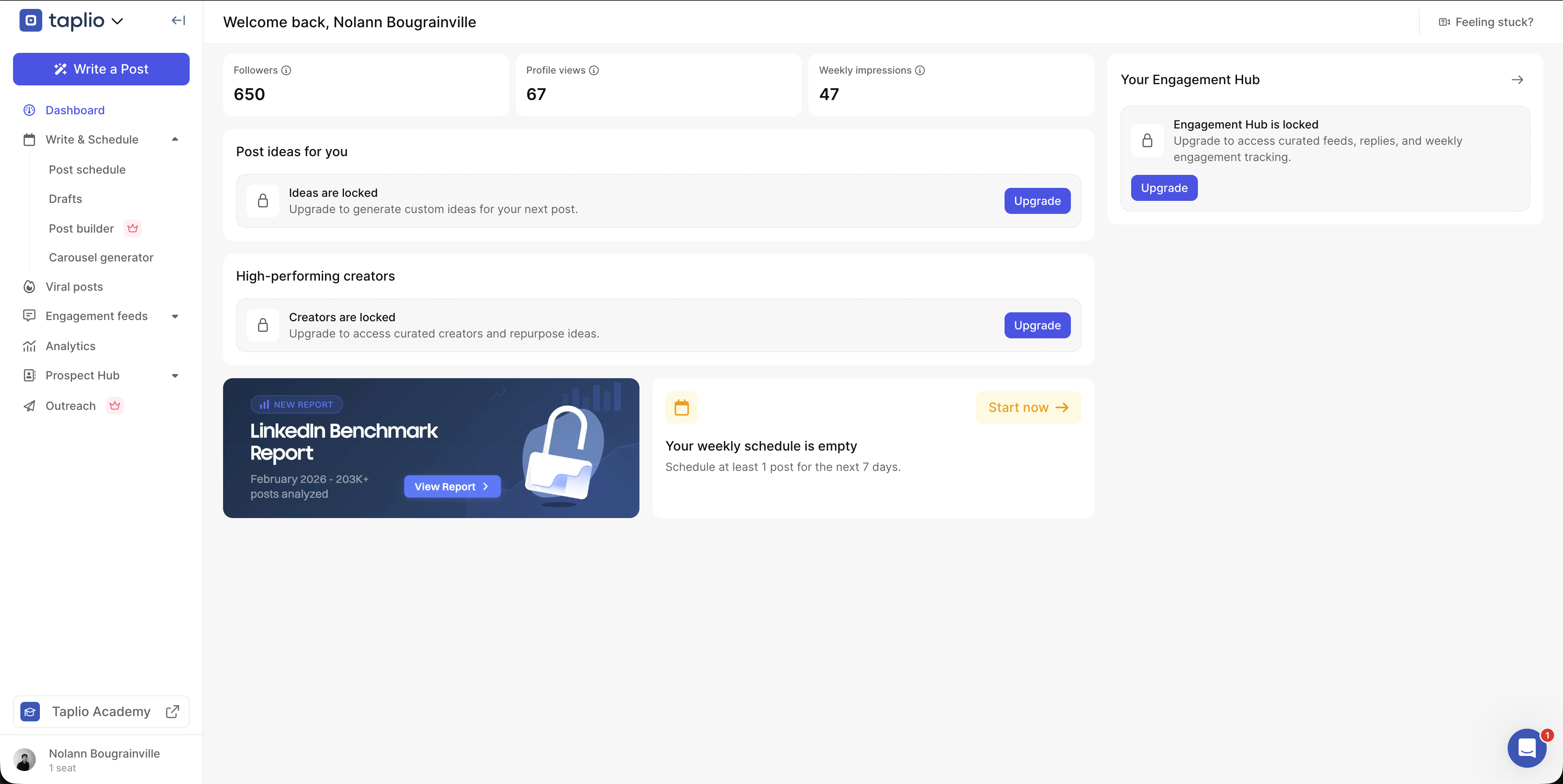 Taplio carousel builder - part of the all-in-one LinkedIn growth platform